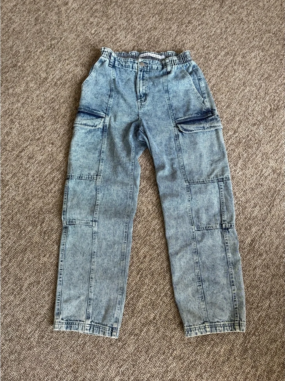 Blue Denim Washed Cargo Pants S/M